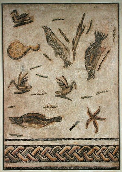Ducks and Marine Fauna, Fragment of Pavement from Utica, Tunisia, 3rd-4th Century by Roman Roman